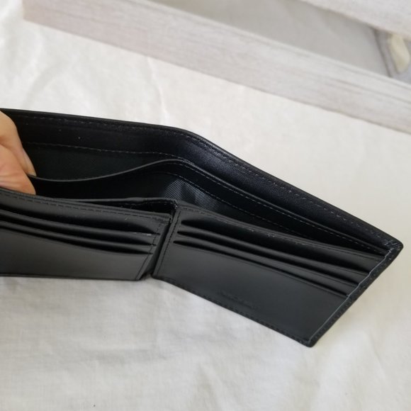 NWT! ANDOILT Black Leather Bifold Slim Wallet w/RFID Blocking and Storage Pouch - Picture 9 of 11